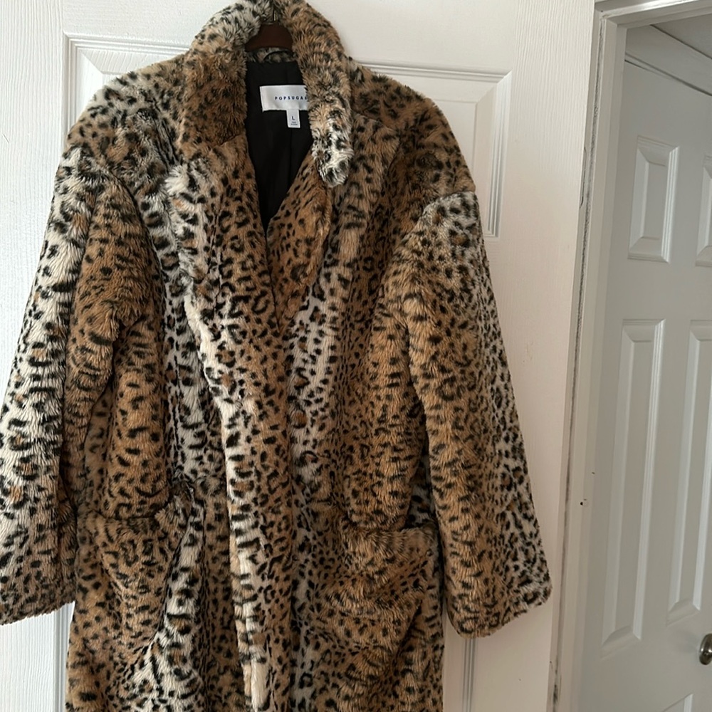 Leopard faux fur jacket